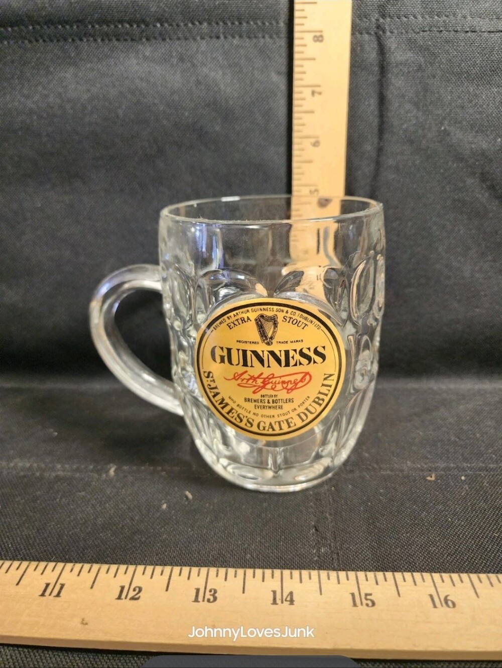 Vintage Guinness Beer Mug Clear Glass Coin Dot Design New